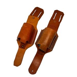 Genuine Leather Beer Holster - Two Brown Leather Beer Belt Holders